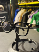 Óculos Chrome Hearts Armação Preto Logo Gold Lente Clear - Pronta Entrega