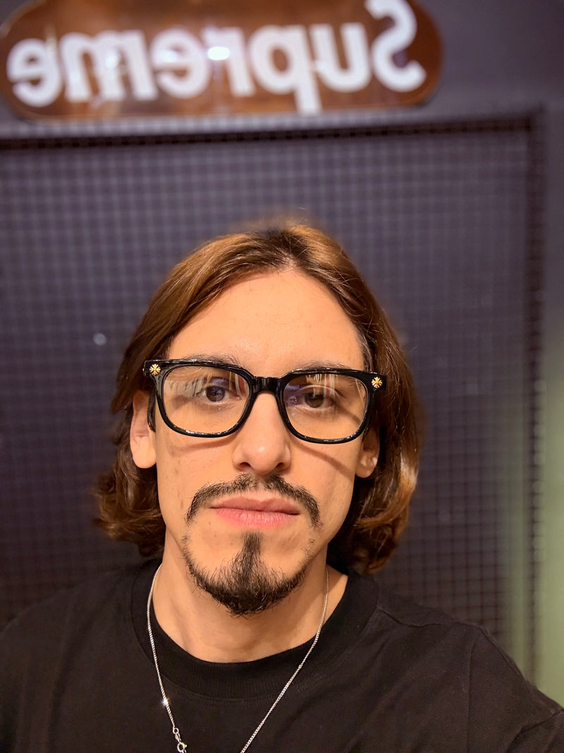 Óculos Chrome Hearts Armação Preto Logo Gold - Pronta Entrega