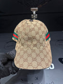 Boné Gucci Gold Aba Curva Faixa Lateral - Pronta Entrega