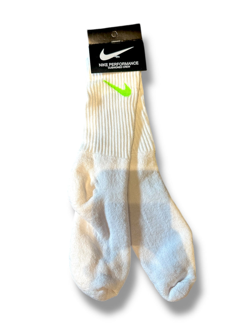 Meia Nike Sport Cano Alto Swoosh Verde Branco - Pronta Entrega