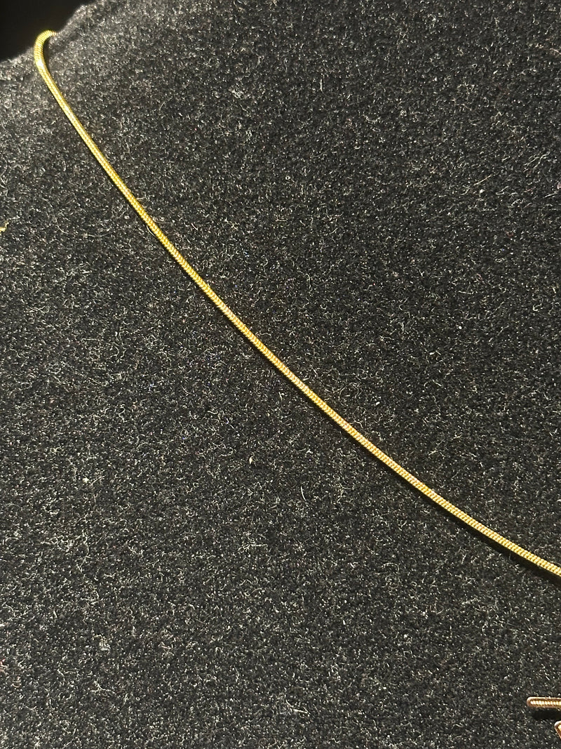 Corrente Veneziana Banhada Pingente “Fé” 25 CM - Pronta Entrega