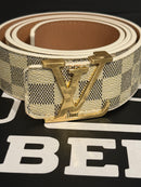 Cinto Louis Vuitton Initiales Damier Azur Fivela Gold - Pronta Entrega