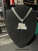 Corrente Cravejada Pingente “Boss Talk” Em Zicornia Cubica Prata 45 CM - Pronta Entrega