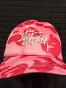 Boné Stussy x Bape Camo Pink - Pronta Entrega