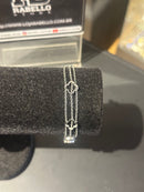 Pulseira Prata 3 Correntes Ajustável Trevo Black - Pronta Entrega