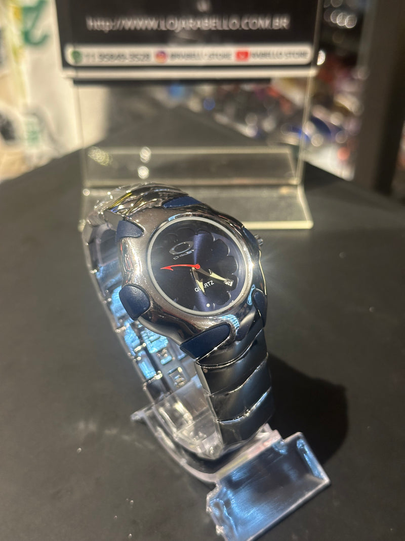 Relógio Oakley Blade II Silver Fundo Azul - Pronta Entrega