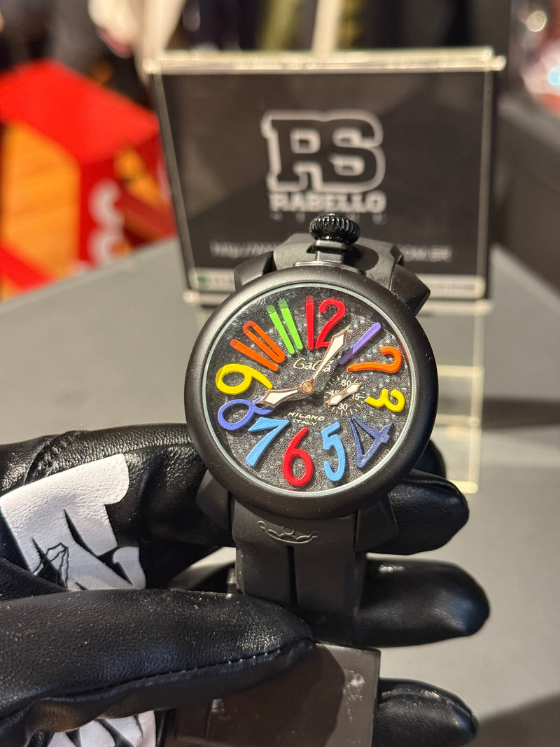 Relógio Gaga Milano Preto 44MM Emborrachado - Pronta Entrega