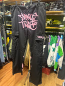 Calça Sarja Minus Two Preto Logo Rosa - Pronta Entrega