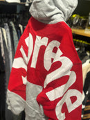 Moletom Supreme Big Logo Jacquard Cinza/Vermelho - Pronta Entrega