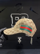 Boné Gucci Gold Aba Curva Faixa Lateral - Pronta Entrega