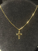 Corrente Cartier Banhada Pingente Cruz Aberta 60 CM - Pronta Entrega