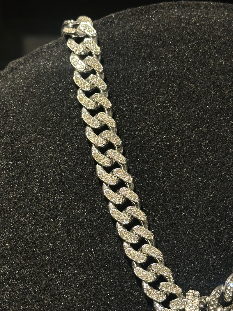 Corrente Cravejada Pingente Scorpion Em Zicornia Cubica Prata 40 CM - Pronta Entrega