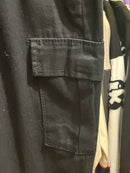 Calça Cargo Sarja Preta Com Punho - Pronta Entrega