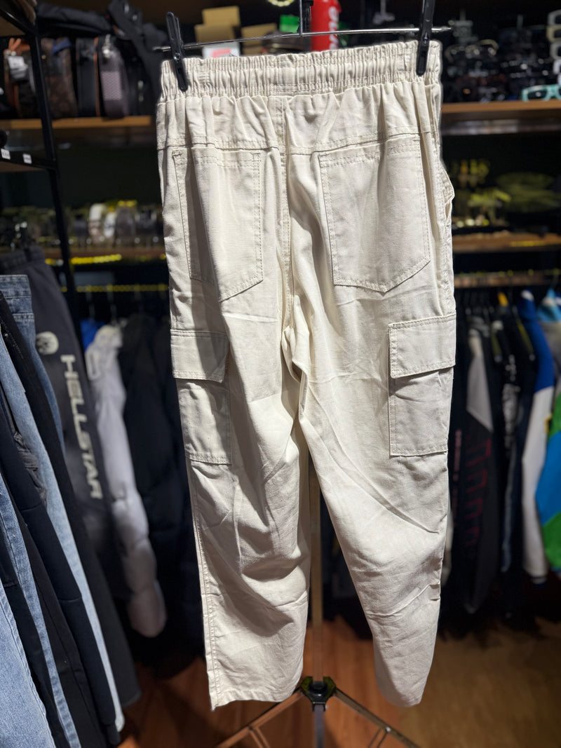 Calça Cargo Sarja Creme Sem punho - Pronta Entrega