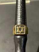 Anel Aço Inoxidável Dourado Estrela de Davi Fundo Black 33 CM - Pronta Entrega