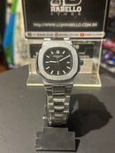 Relógio Patek Philippe Silver Fundo Black - Pronta Entrega