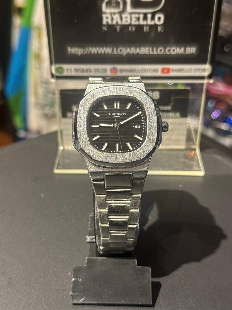 Relógio Patek Philippe Silver Fundo Black - Pronta Entrega