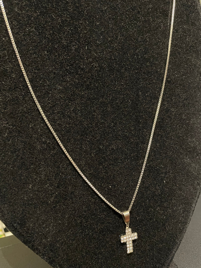 Colar Aço Slim com Crucifixo Cravejado 60 CM - Pronta Entrega
