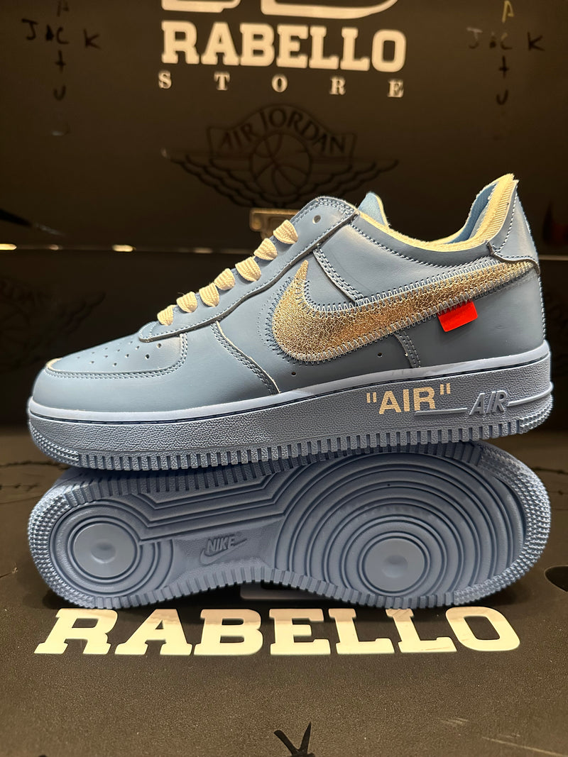 Tênis Air Force 1 Low X Off-White MCA University Blue/Metallic Silver-White - Pronta Entrega