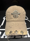 Boné Aba Curva Chrome Hearts Triple Cruz Bege - Pronta Entrega