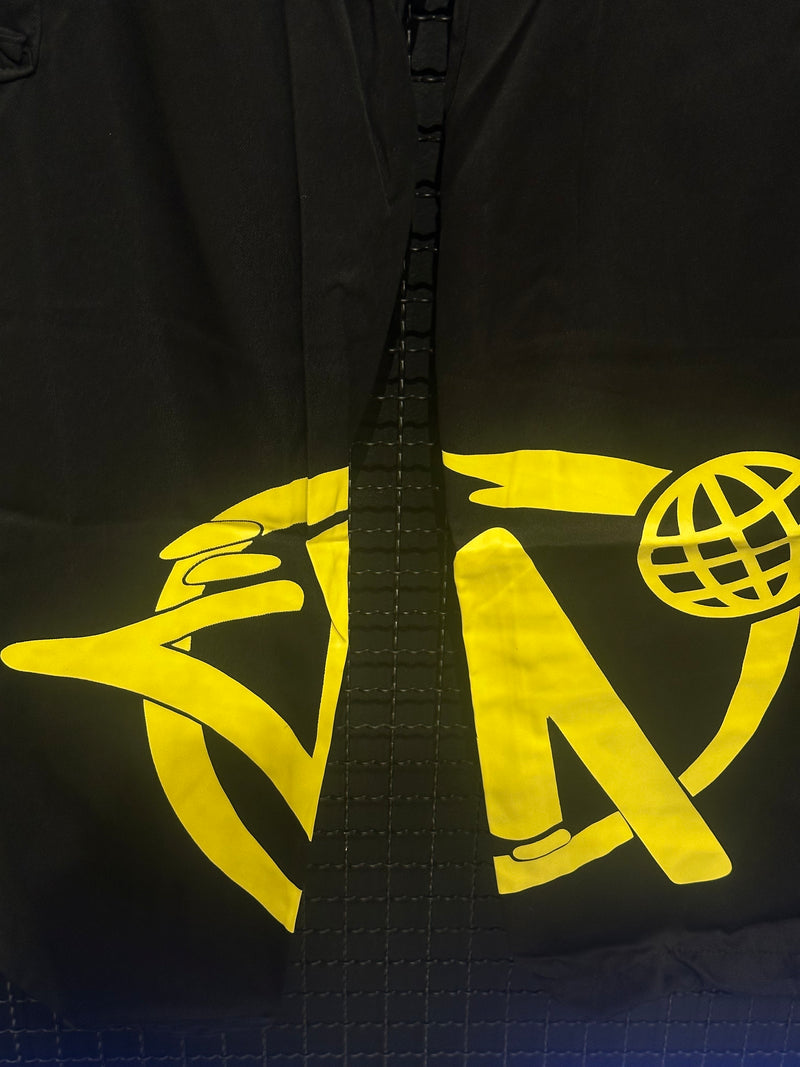 Calça Sarja Minus Two Preta Logo Amarelo - Pronta Entrega