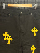 Calça Jeans Black Chrome Hearts MultiCruz Yellow - Pronta Entrega