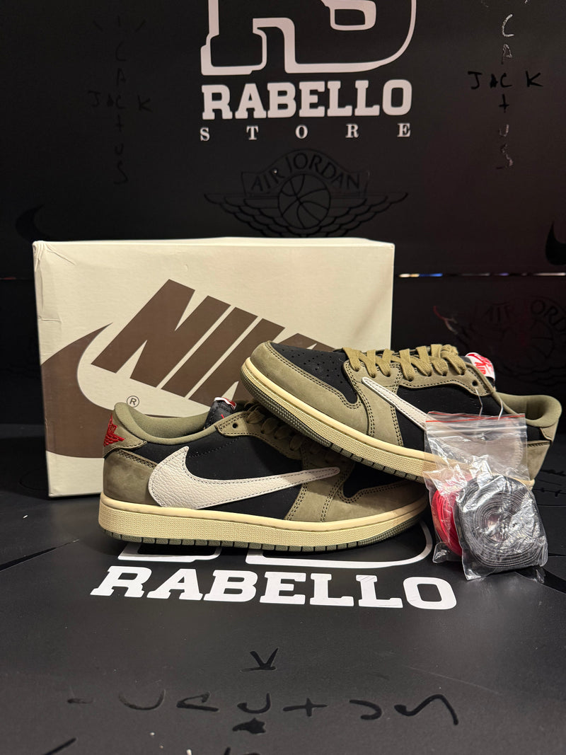 Tênis Nike Travis Scott x Air Jordan 1 Low Black Olive - Pronta Entrega