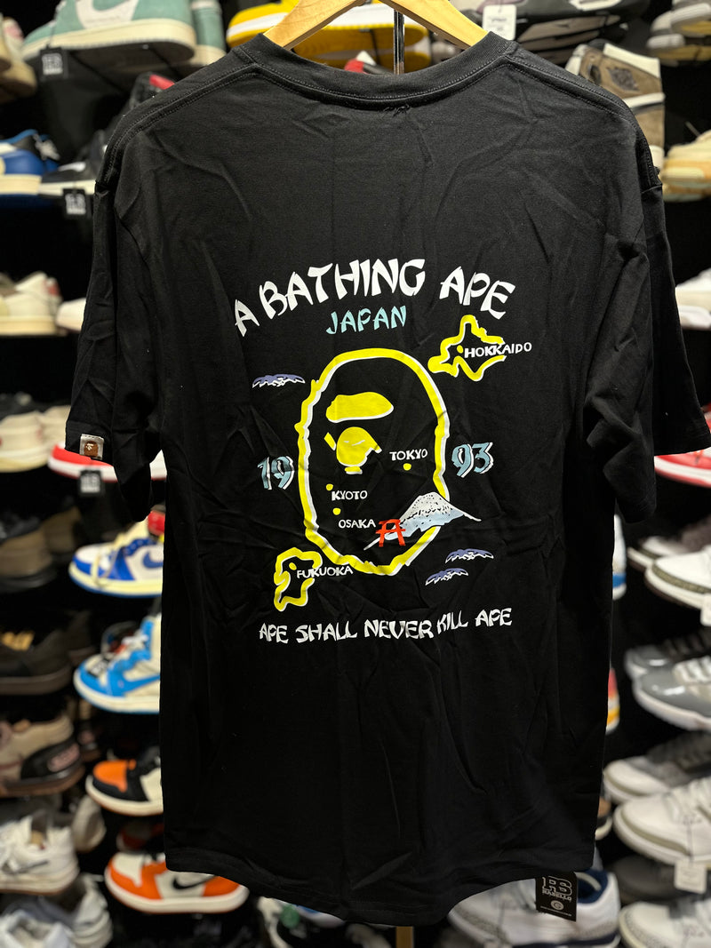 Camiseta BAPE Abathing APE Japan Map Preto - Pronta Entrega