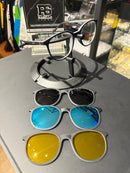 Óculos Rayban Redondo Armação Cinza Preto Clip-On 3 em 1 Multi Cores - Pronta Entrega