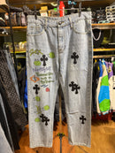 Calça Chrome Hearts Jeans Marinho Claro - Pronta Entrega