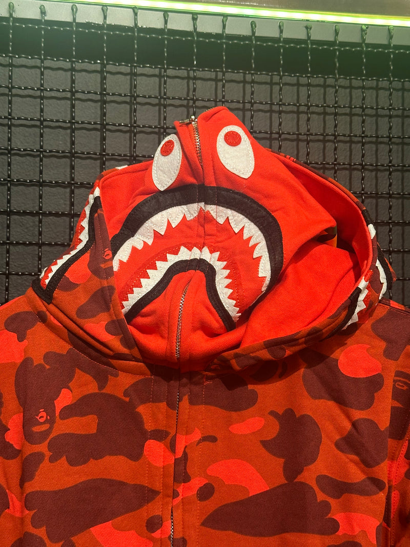 Jaqueta Bape Shark Camo Red Dual Hoodie Full Zip - Pronta Entrega