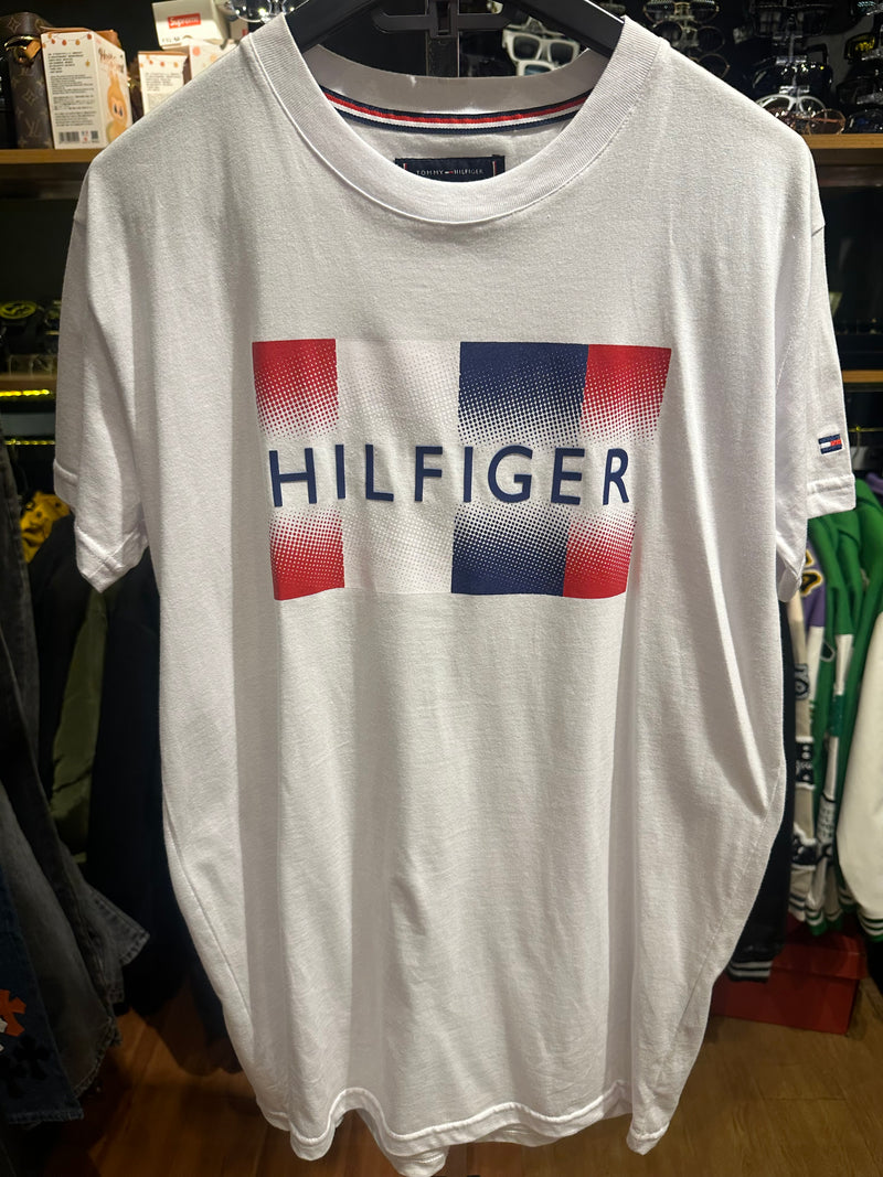 Camisa Tommy Hilfiger Branca Logo Azul/Branco/Vermelho - Pronta Entrega