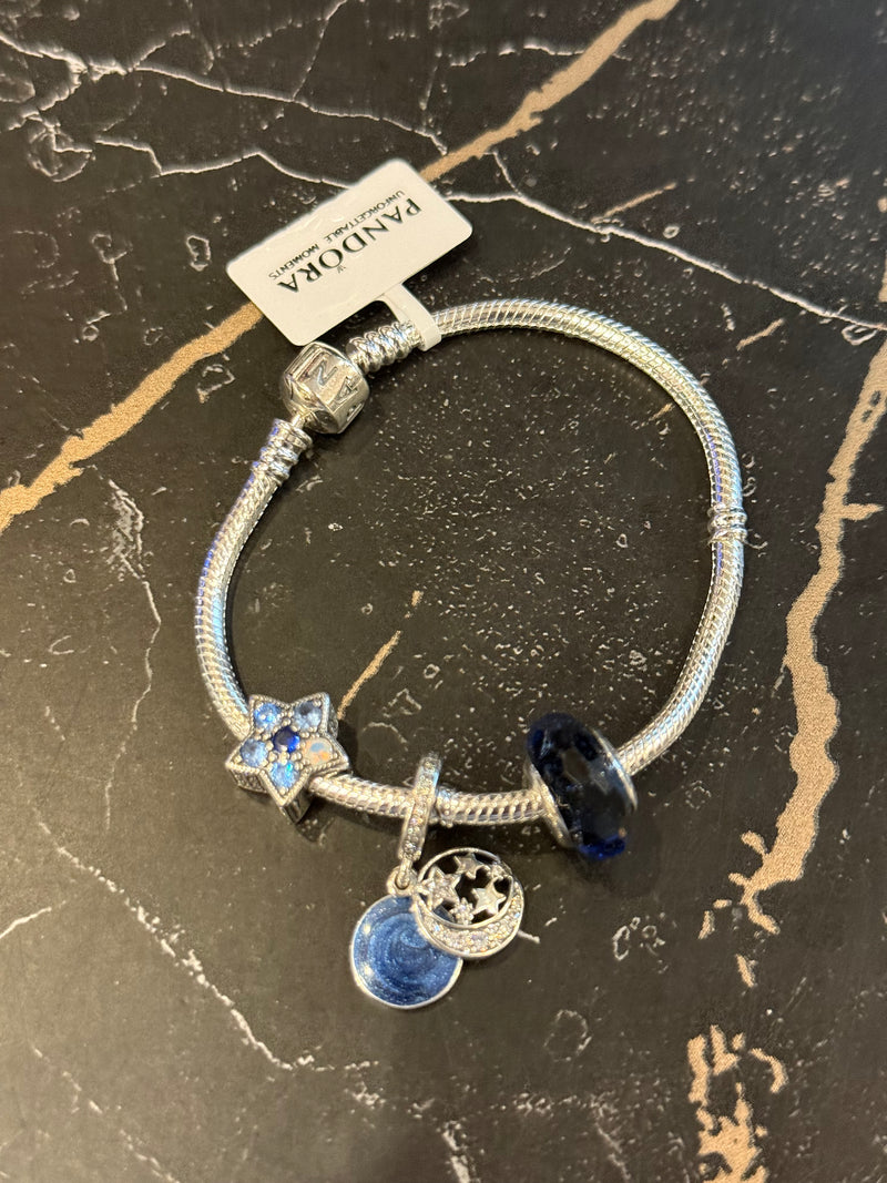 Pulseira Pandora Prata Com Berloques - Pronta Entrega