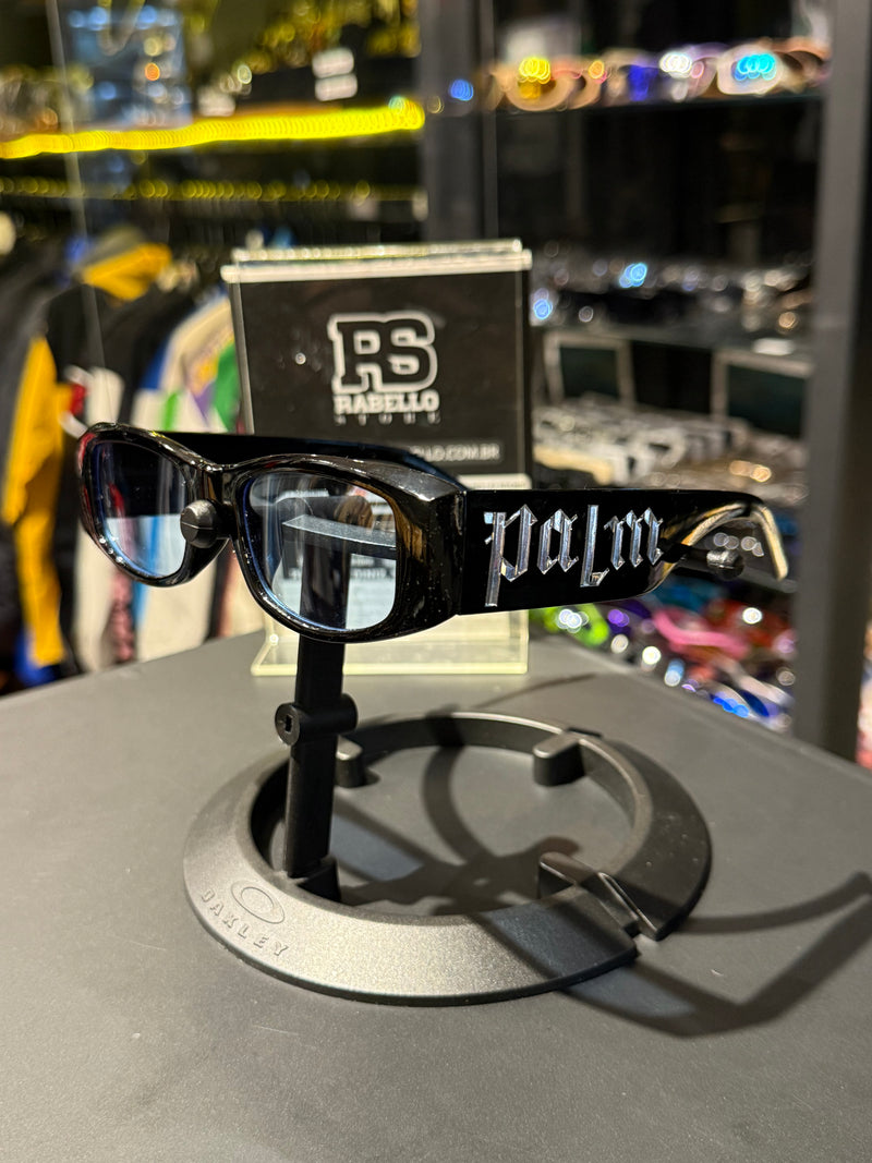 Óculos Palm Angels Preto Lente Transparente Azul  - Pronta Entrega