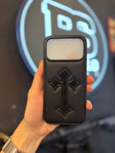 Case Chrome Hearts para Iphone Courino Preto- Pronta Entrega