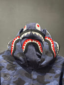 Jaqueta Bape Shark Camo Blue Dual Hoodie Full Zip - Pronta Entrega