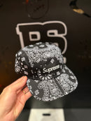 Boné Supreme 5 Panel Bandana Camp Cap Black - Pronta Entrega