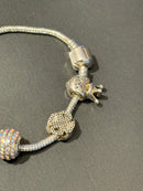 Pulseira Prata Cravejada Multi Berloques - Pronta Entrega