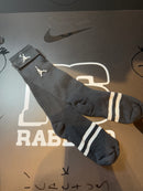 Meia Jordan Logo Cano Alto Listrado Preto - Pronta Entrega