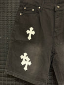 Short Chrome Hearts Black Jeans White Cruz - Pronta Entrega