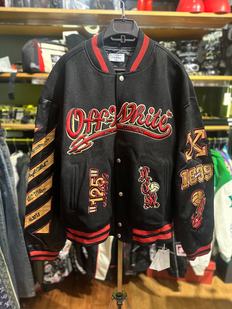 Jaqueta Varsity Off-White X A.C Milan Black/Red - Pronta Entrega