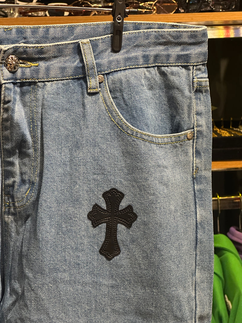 Calça Jeans Chrome Hearts Cruzes Pretas - Pronta Entrega