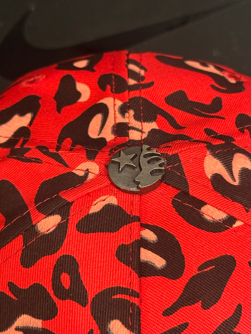Boné Hellstar Aba Reta Cheetah Print Fitted Red - Pronta Entrega