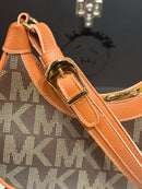 Bolsa Michael Kors MK Logo Premium Marrom - Pronta Entrega