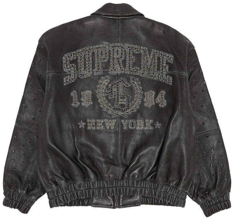Supreme Gem Studded Leather Jacket Black SS24