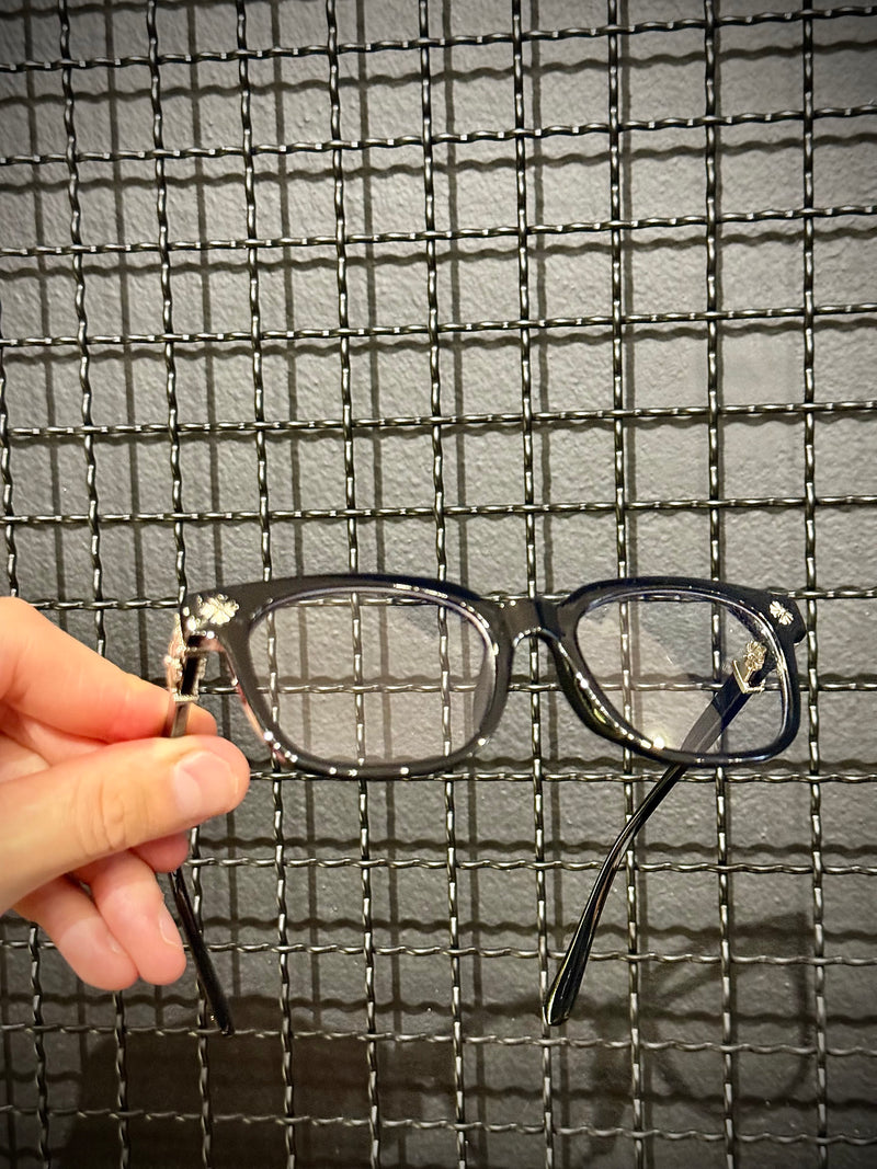 Óculos Chrome Hearts Armação Preto Prata - Pronta Entrega