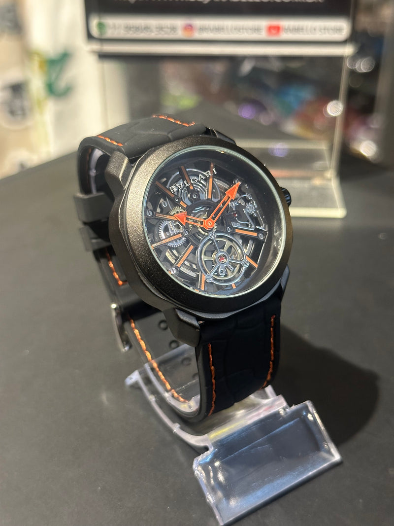 Relógio Bvlgari Octo Black/Orange - Pronta Entrega