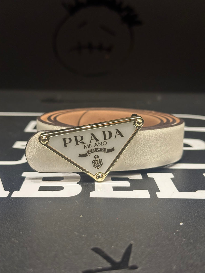 Cinto Feminino Prada Milano Branco/Rosa 95 CM  - Pronta Entrega