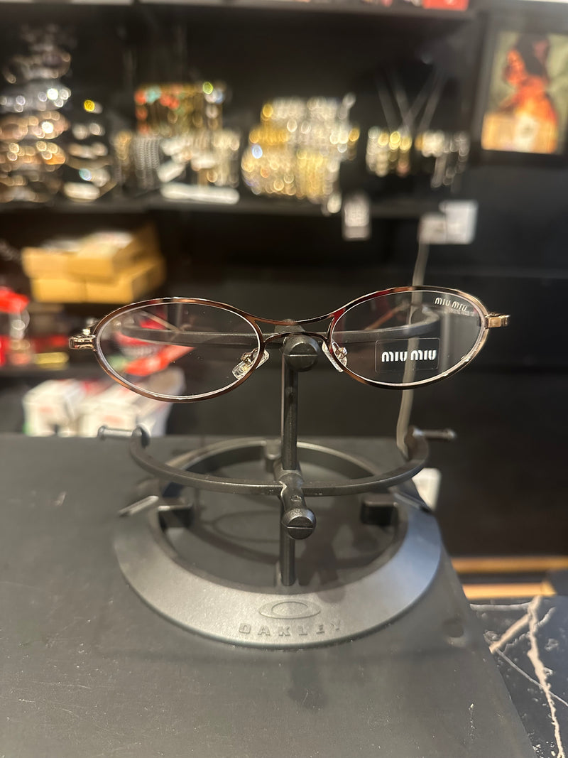Óculos Miu Miu Redondo Armação Silver Lente Clear - Pronta Entrega