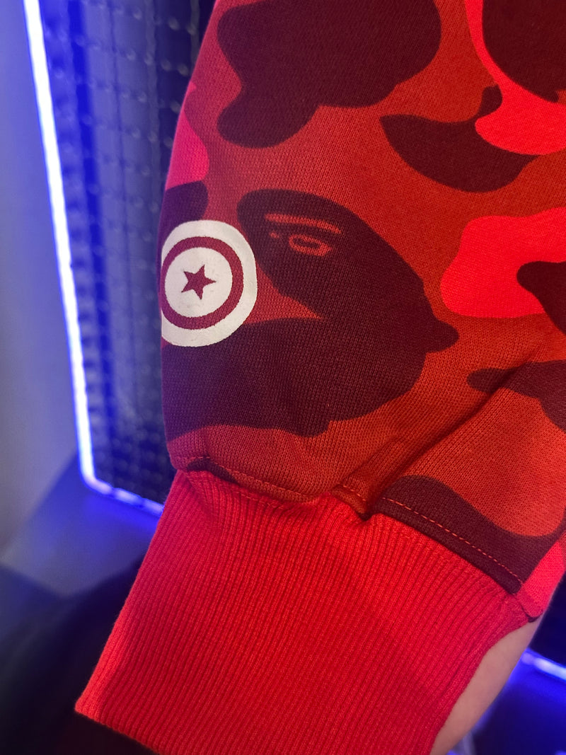 Jaqueta Bape Shark Camo Red Dual Hoodie Full Zip - Pronta Entrega